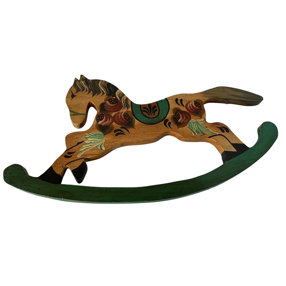 Rocking Horse Wall Decor Hand Painted Folk Art 19.5" Vintage Style Haiti
